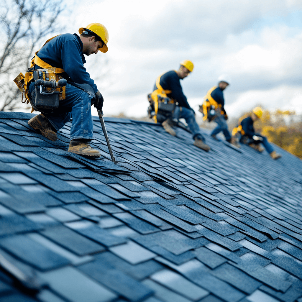A team of professionals installing a commercial roof in Stockton and Roseville, CA