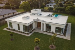 The top of a residential home with white roofing by NorCal Roofing & Gutters